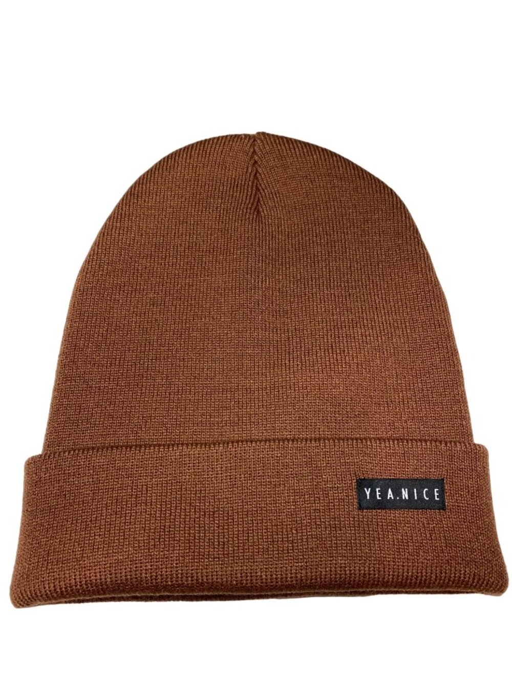 Yea.Nice Legend Mens Knit Sienna Chocolate Brown Folded Beanie Hat Cap Winter